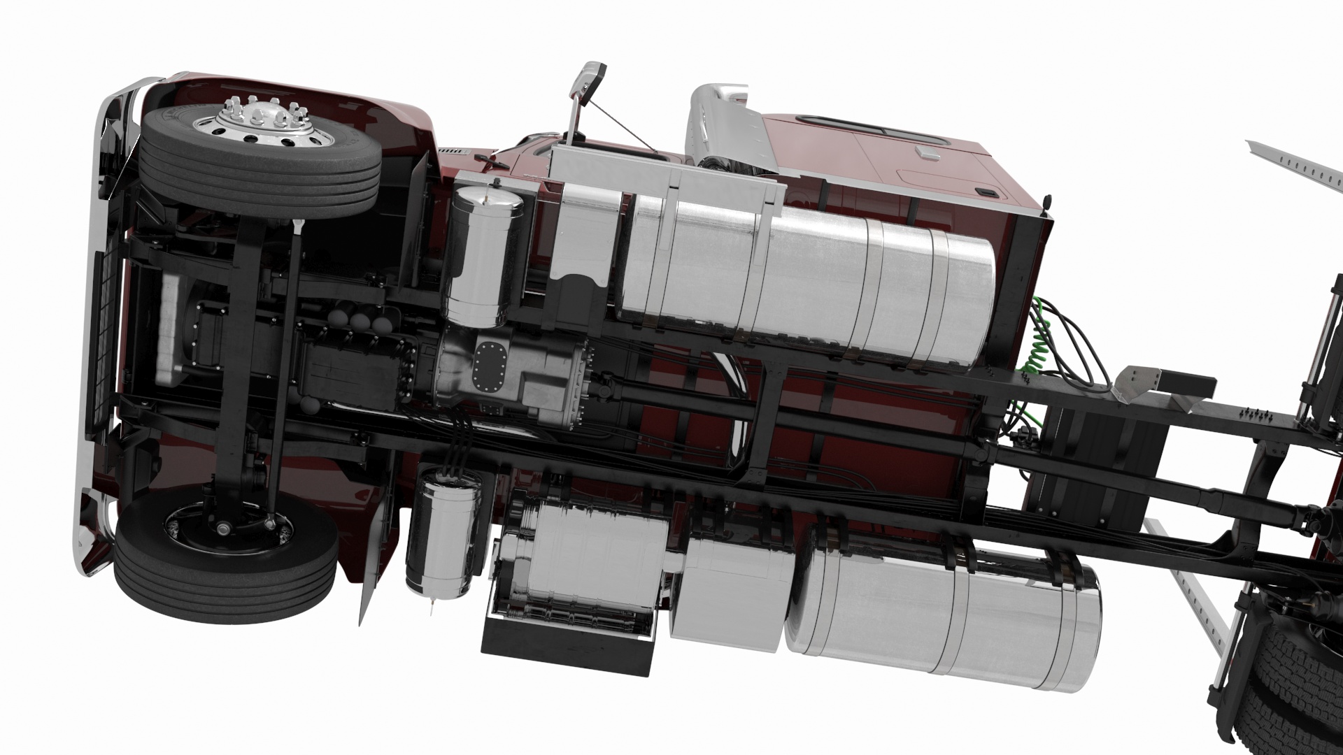 3D model Mack CHU613 Truck with Empty Logging Trailer Manac