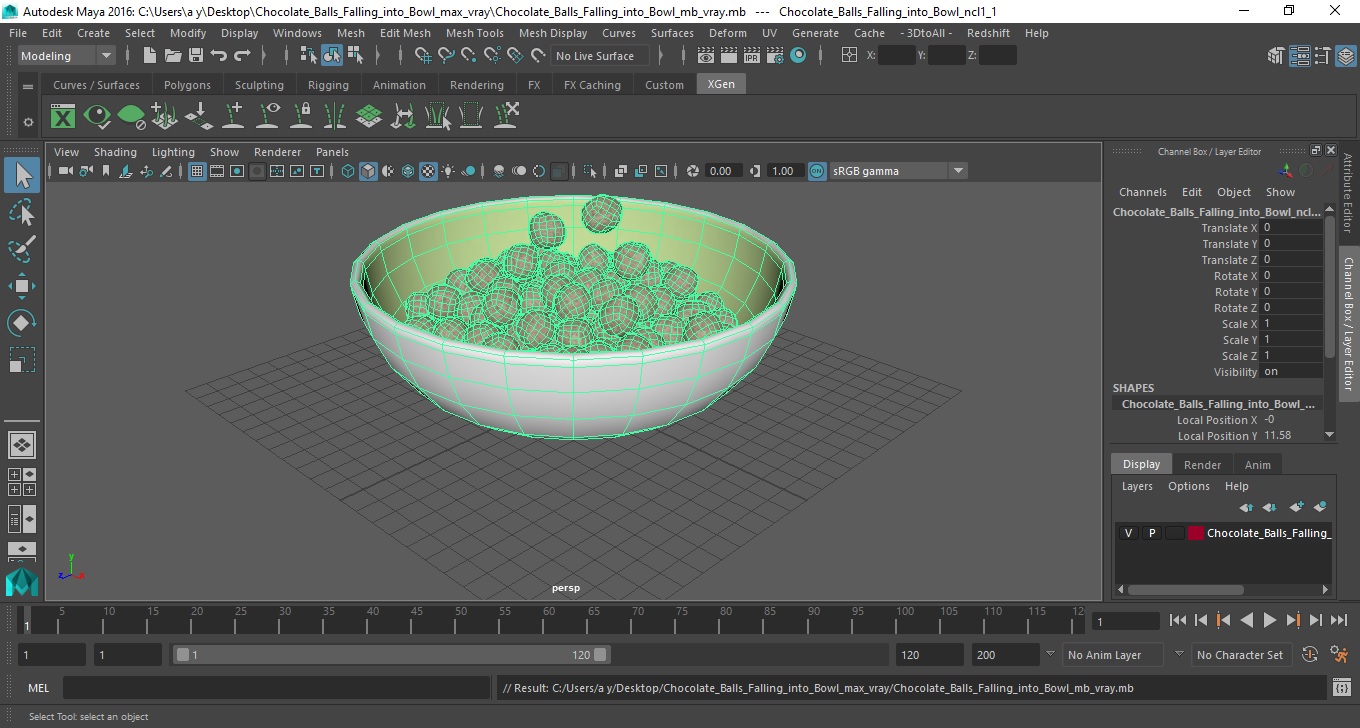 3D Chocolate Balls Falling into Bowl model