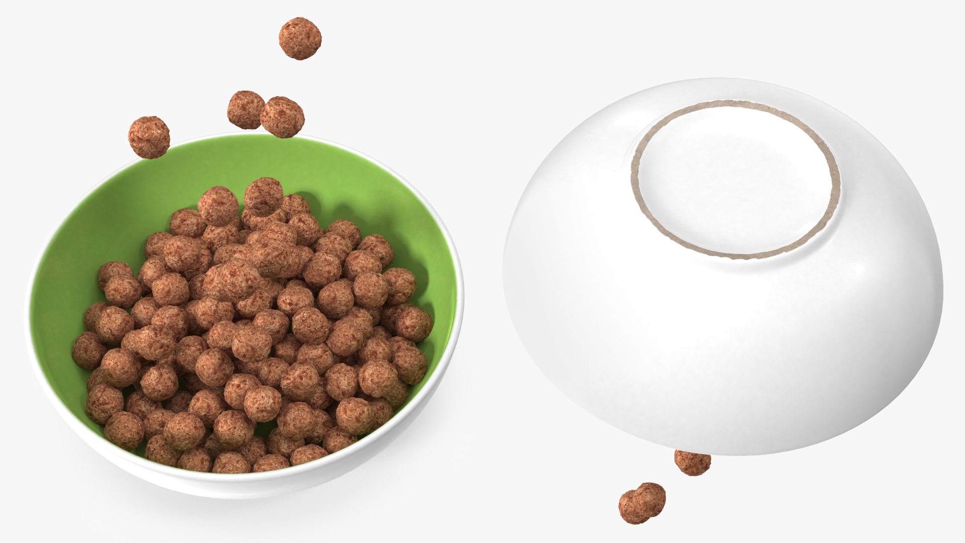 3D Chocolate Balls Falling into Bowl model