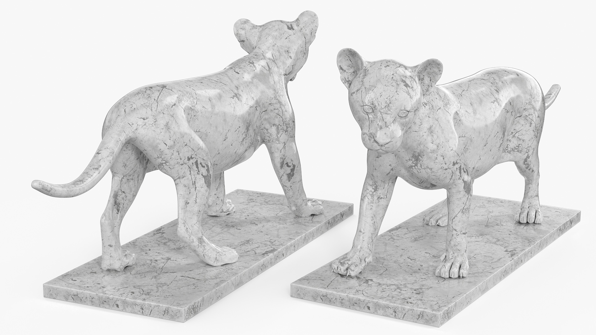 3D model Marble Bronze Lion Cub Sculpture for 3D Print