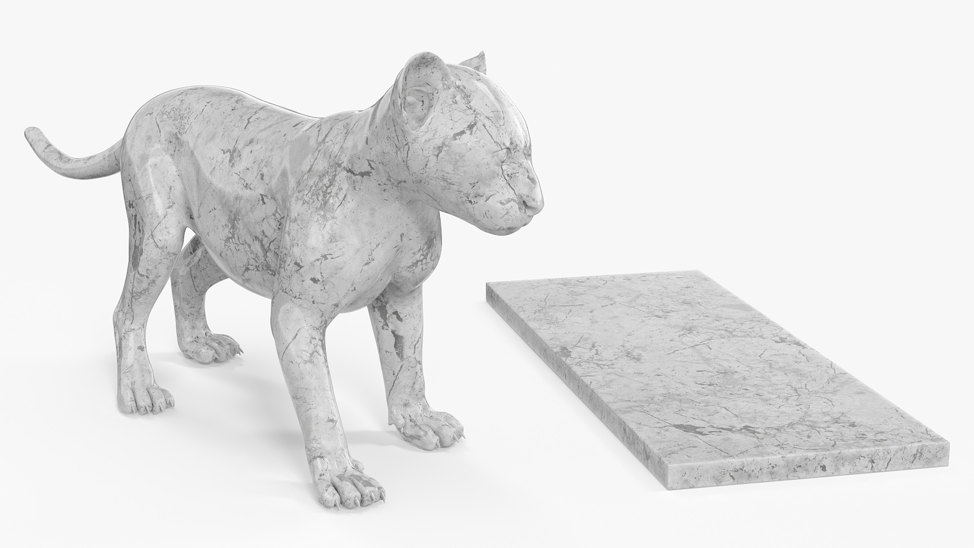 3D model Marble Bronze Lion Cub Sculpture for 3D Print