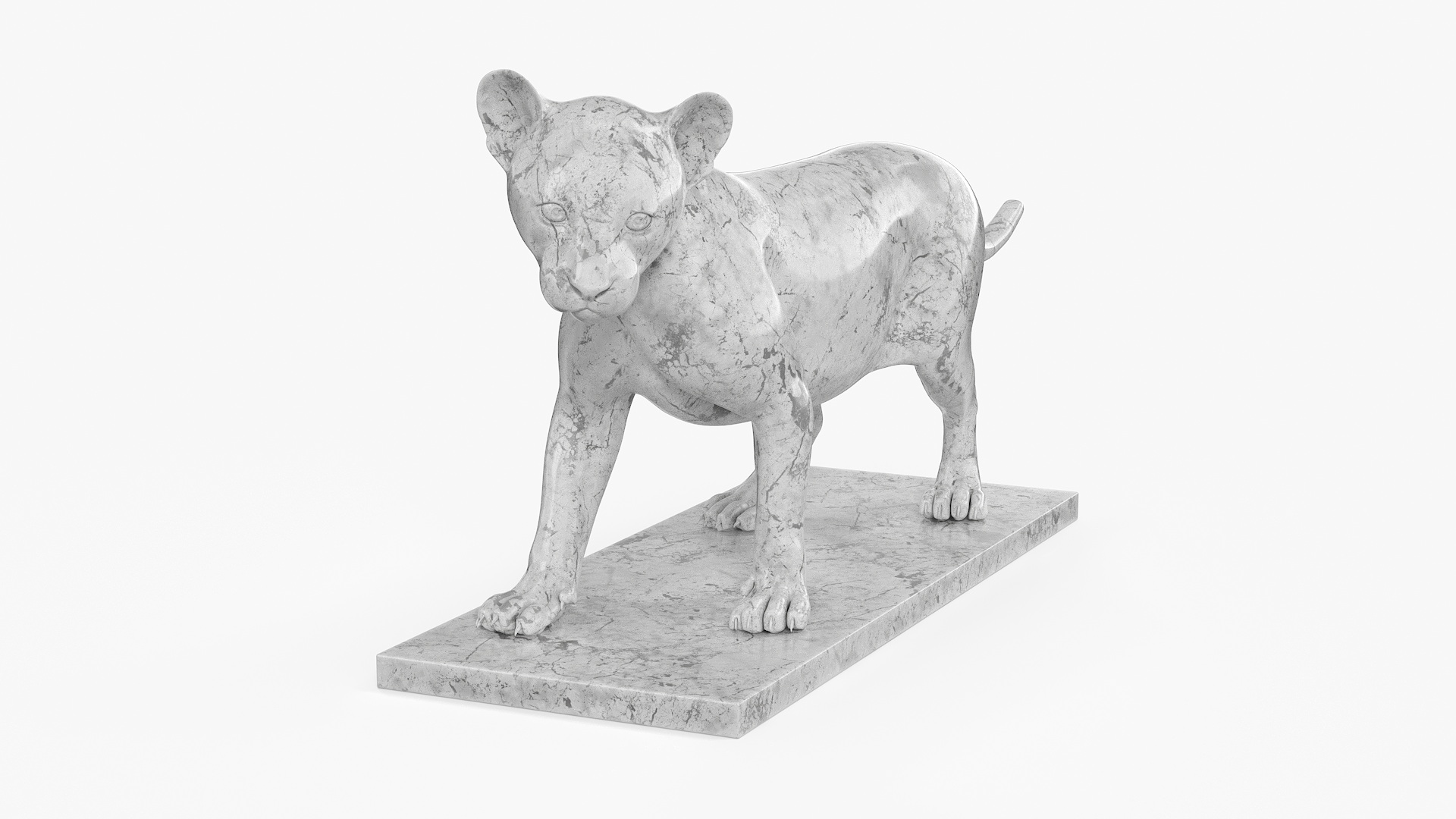 3D model Marble Bronze Lion Cub Sculpture for 3D Print