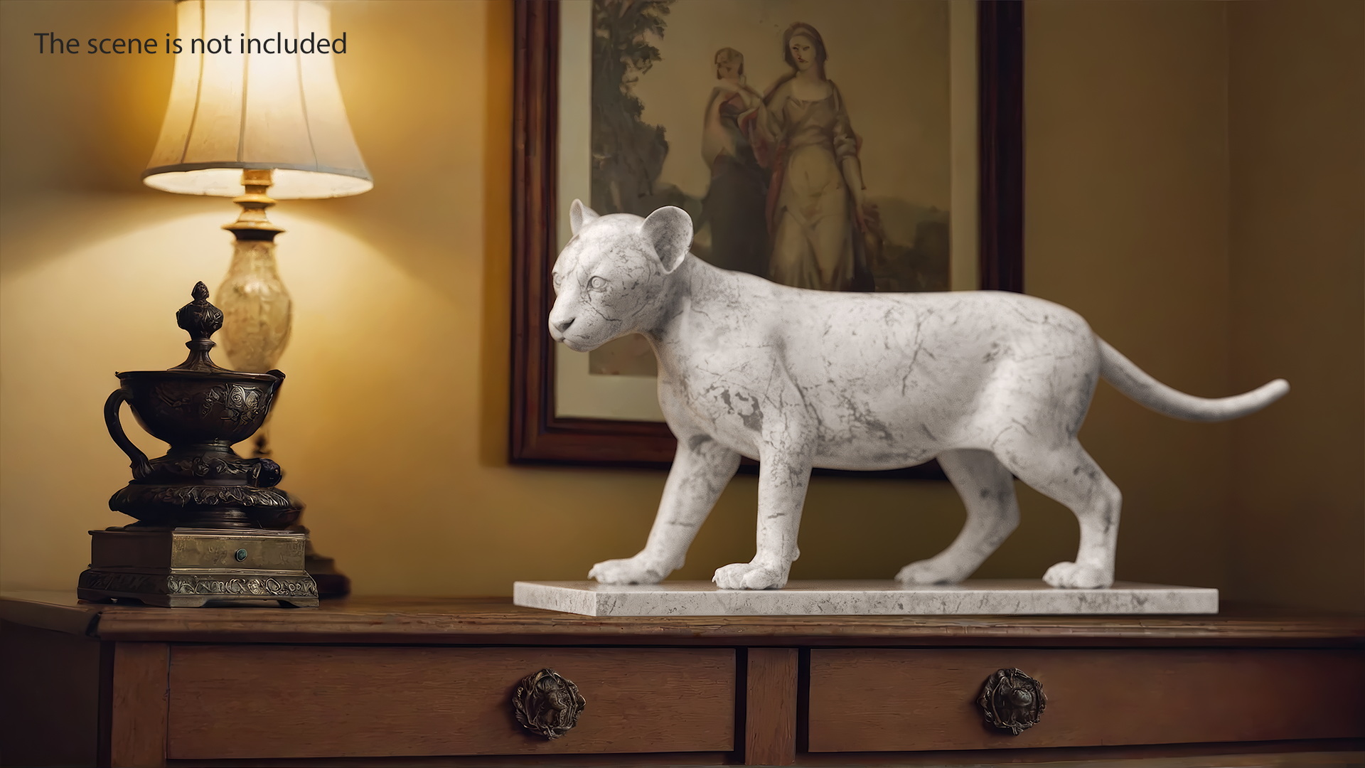 3D model Marble Bronze Lion Cub Sculpture for 3D Print