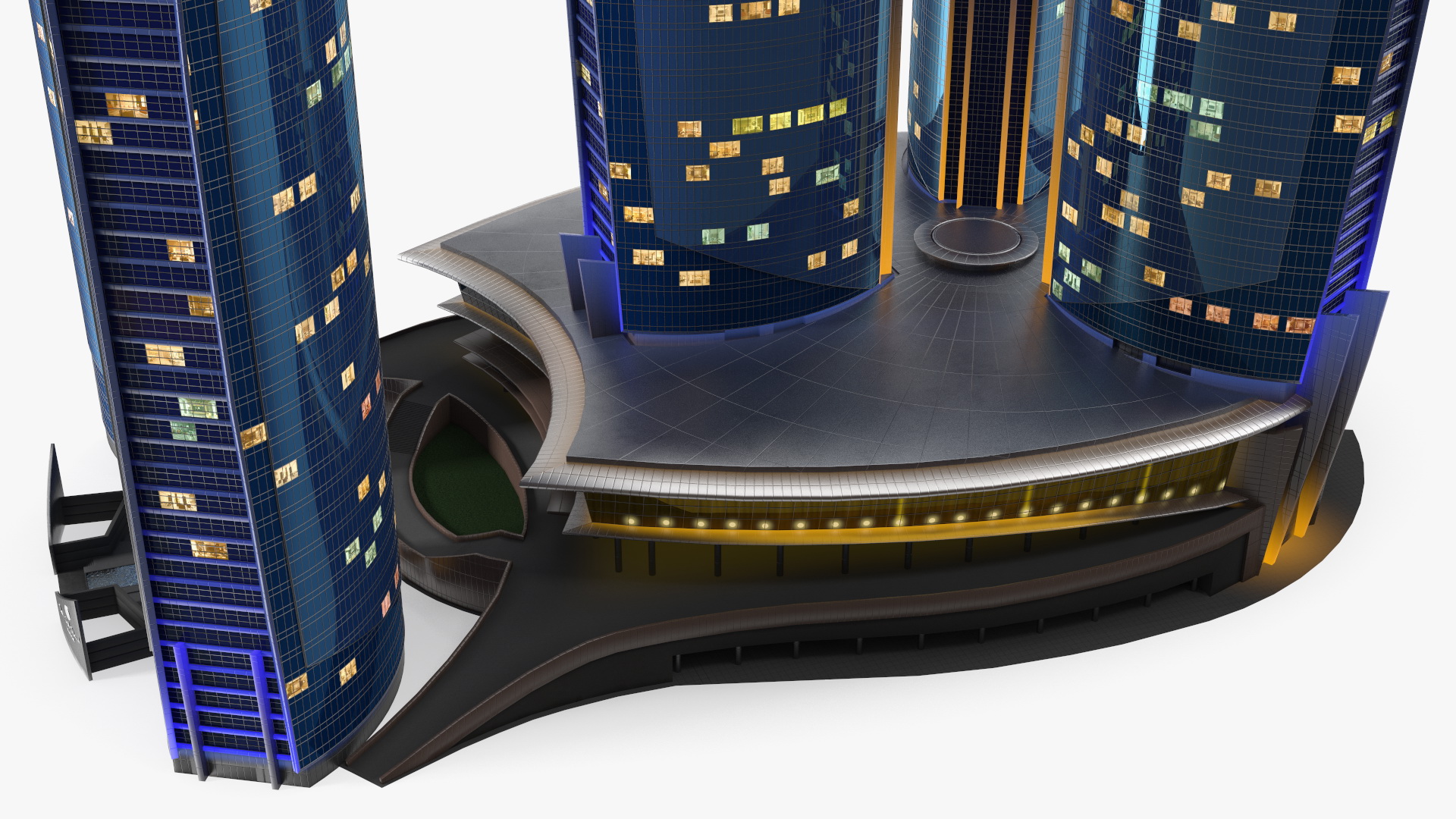 Etihad Towers Light 3D model