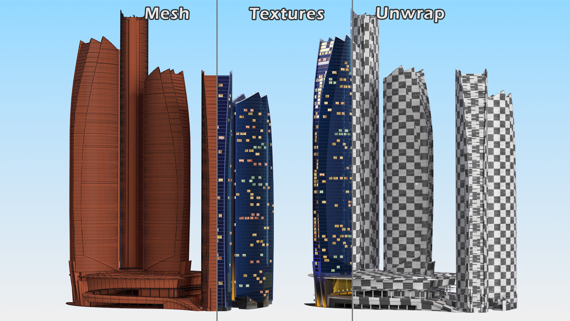 Etihad Towers Light 3D model