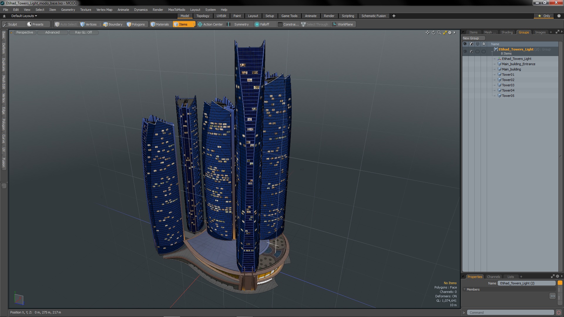 Etihad Towers Light 3D model