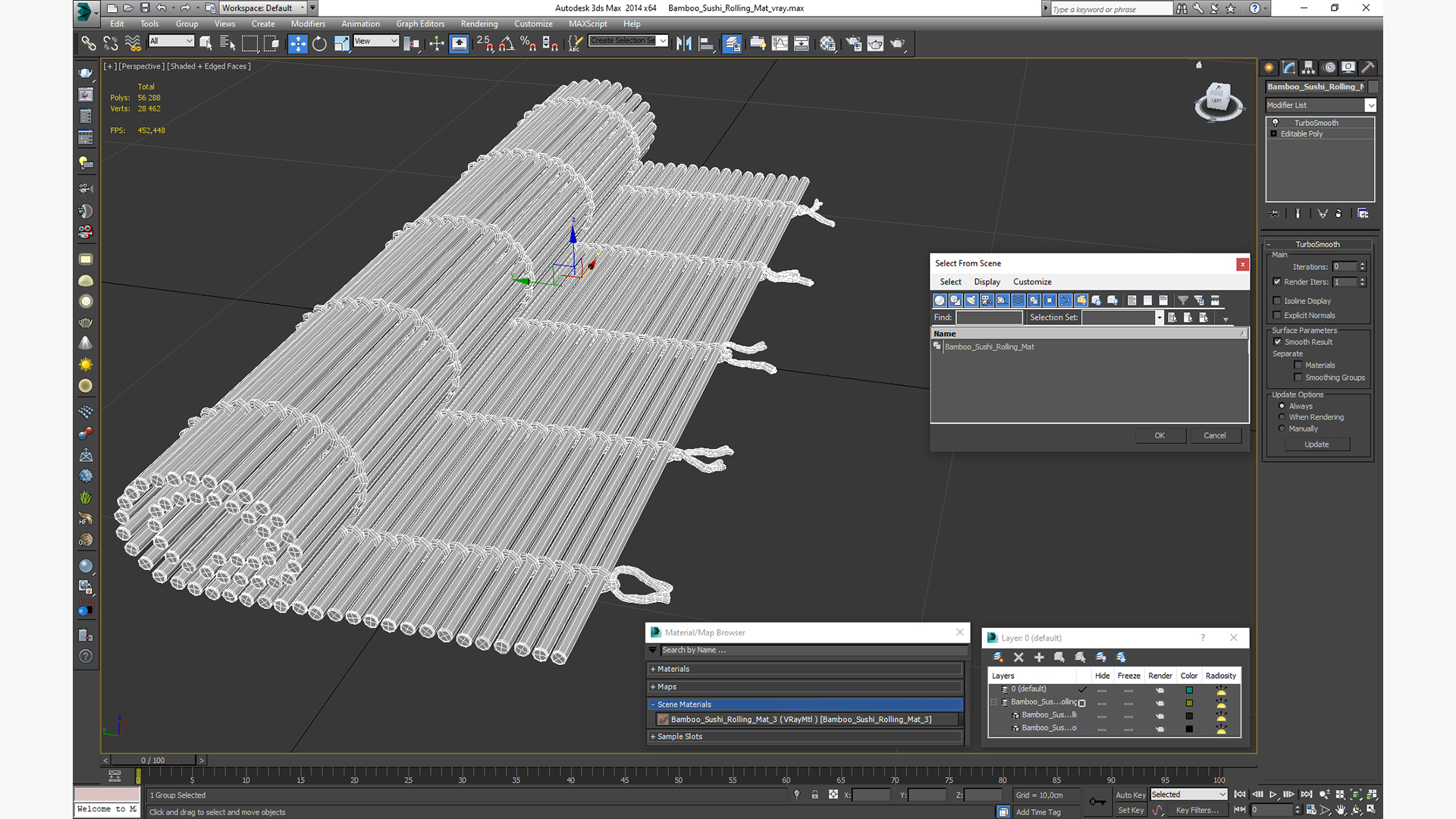 Bamboo Sushi Rolling Mat 3D model