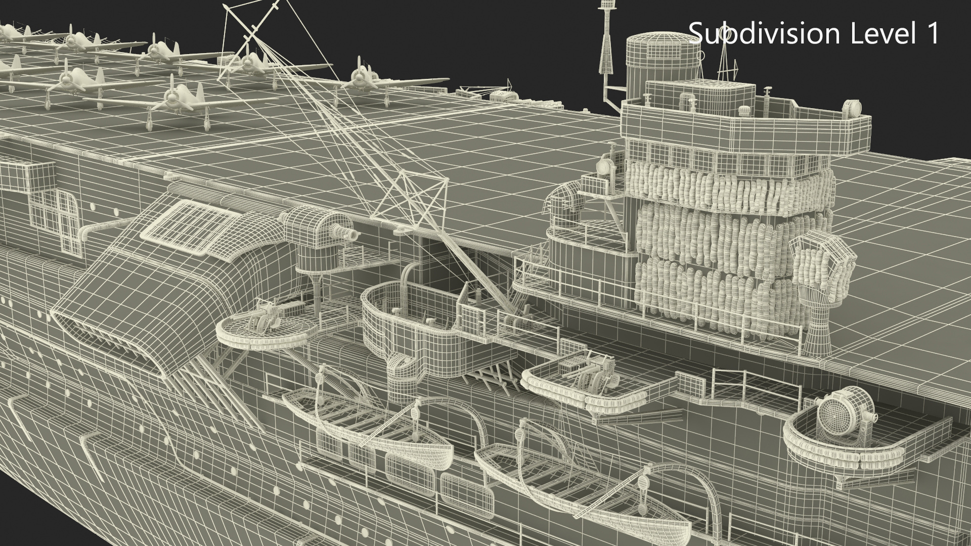 Japanese Aircraft Carrier Kaga with A6M Zero Light Deck Fighters 3D model