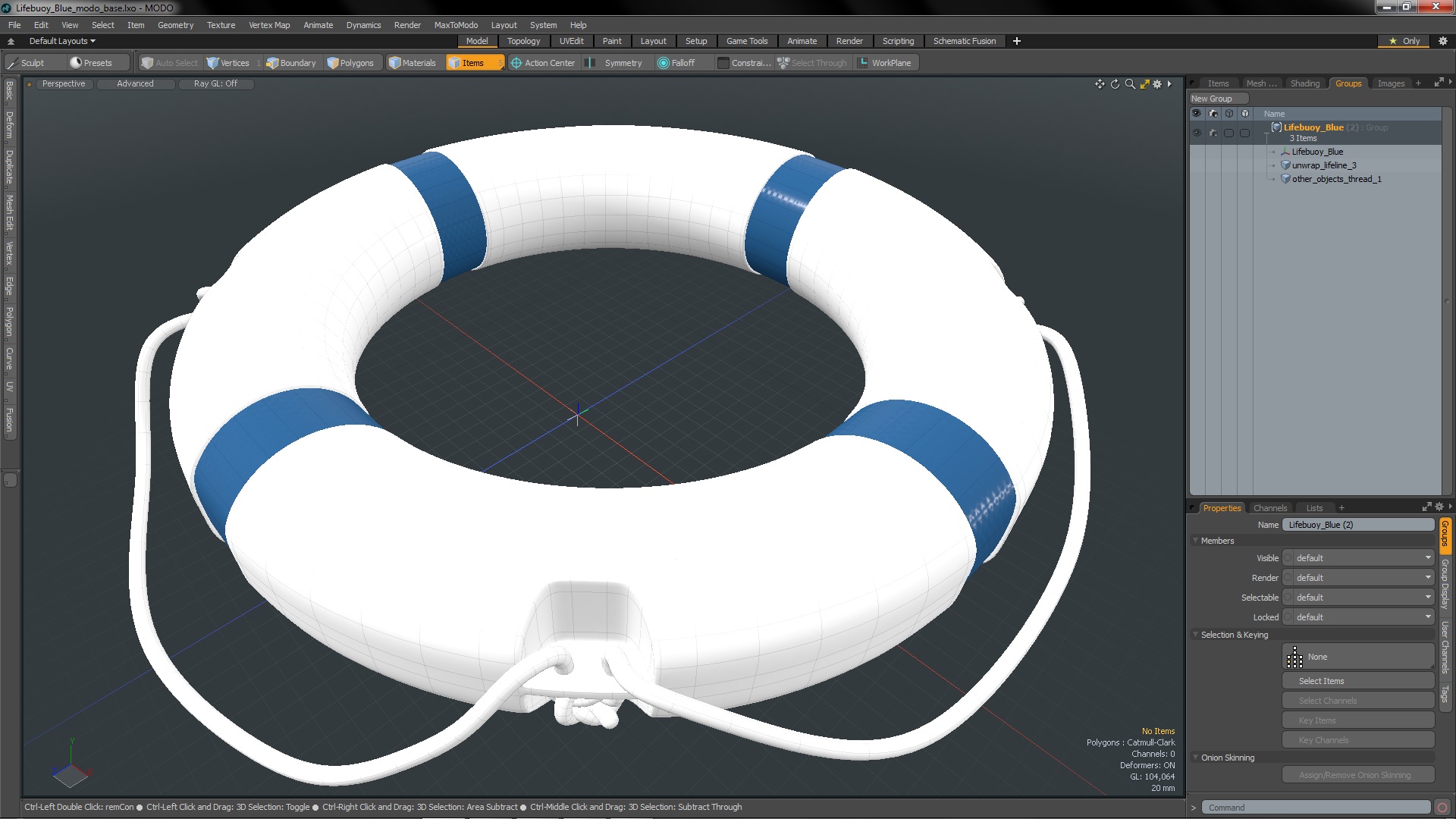 3D Lifebuoy Blue model