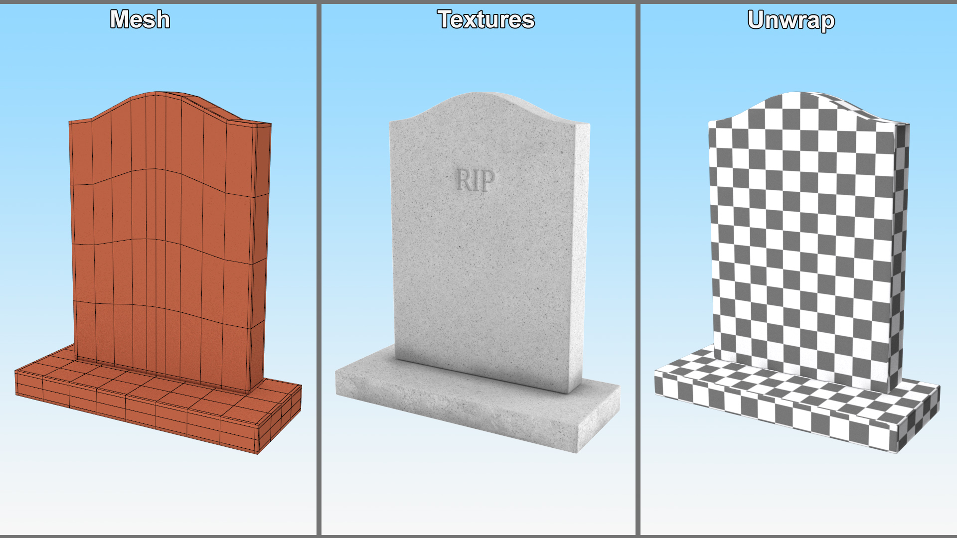 3D Granite Gravestone model