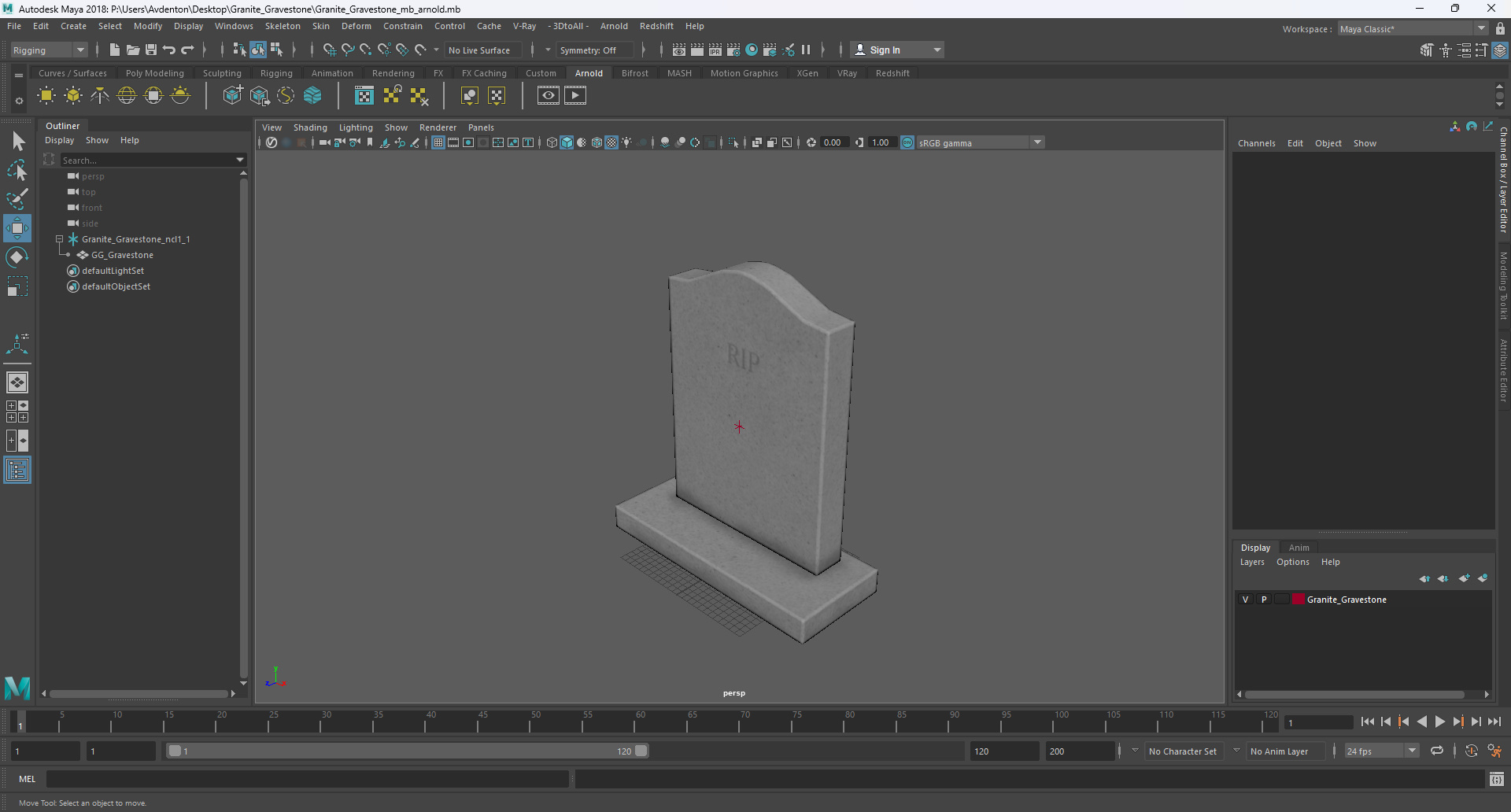 3D Granite Gravestone model