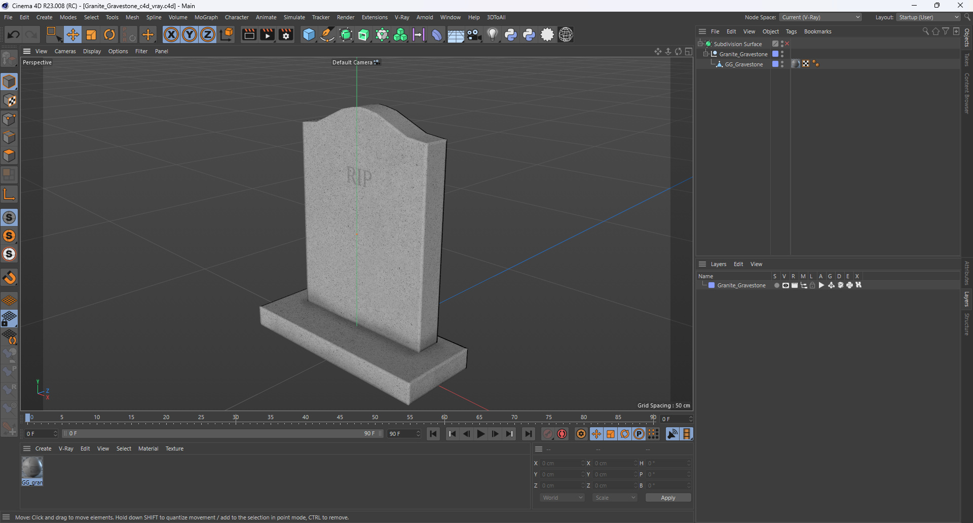 3D Granite Gravestone model