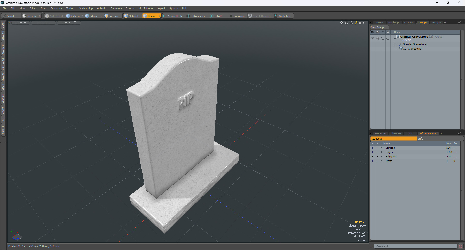 3D Granite Gravestone model