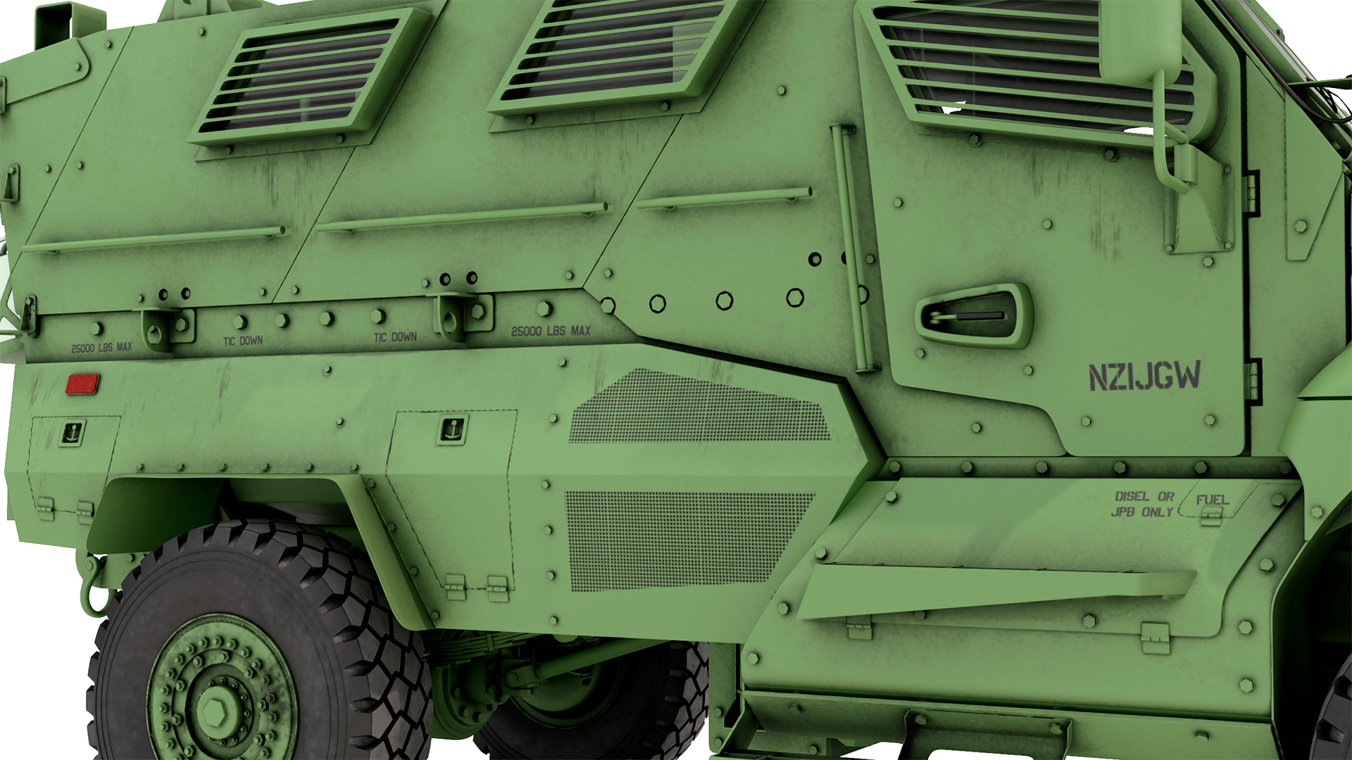 Armored Fighting Vehicle Green Rigged 3D