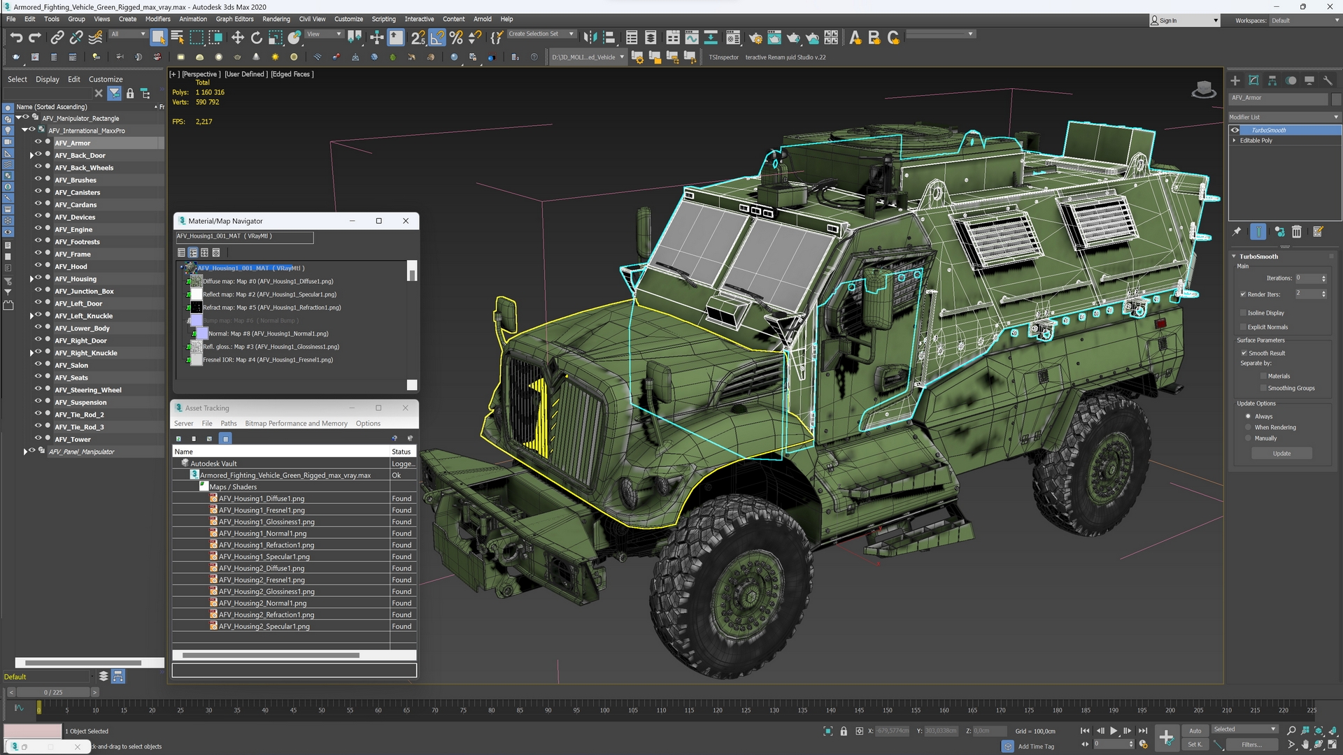 Armored Fighting Vehicle Green Rigged 3D