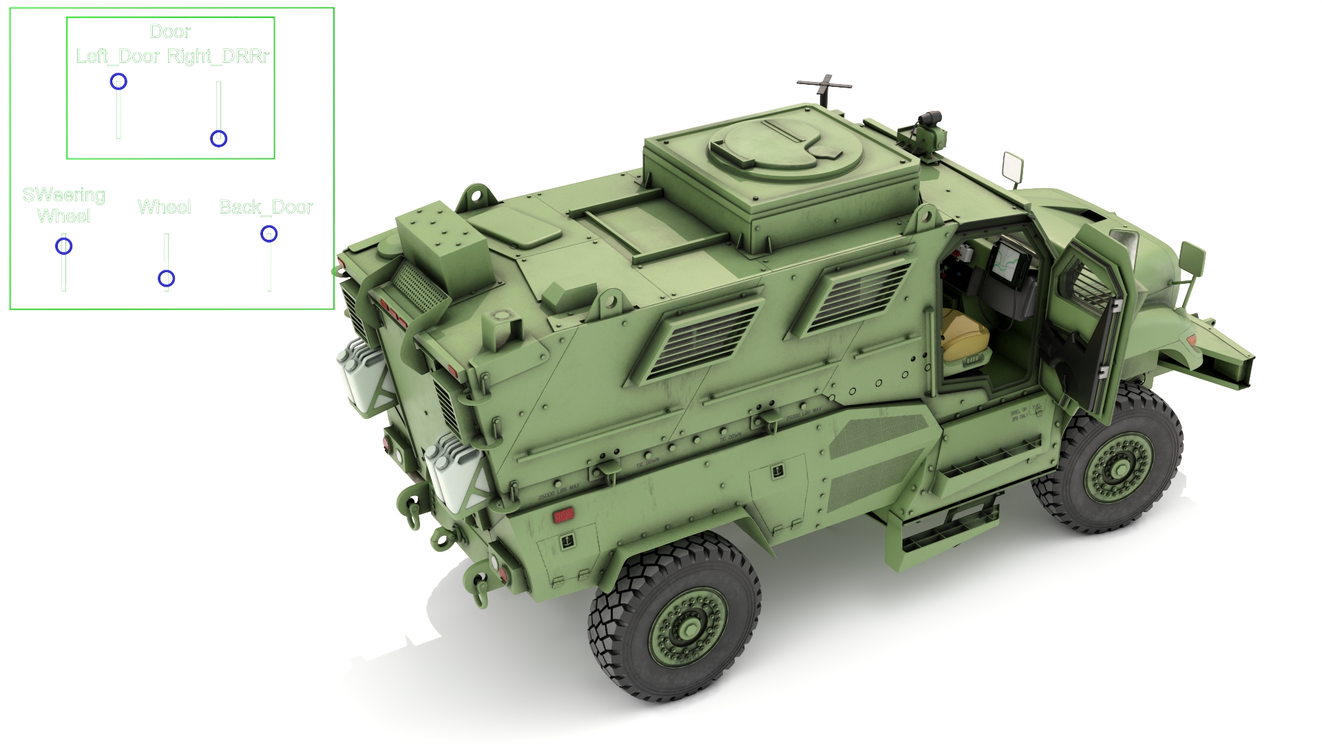 Armored Fighting Vehicle Green Rigged 3D