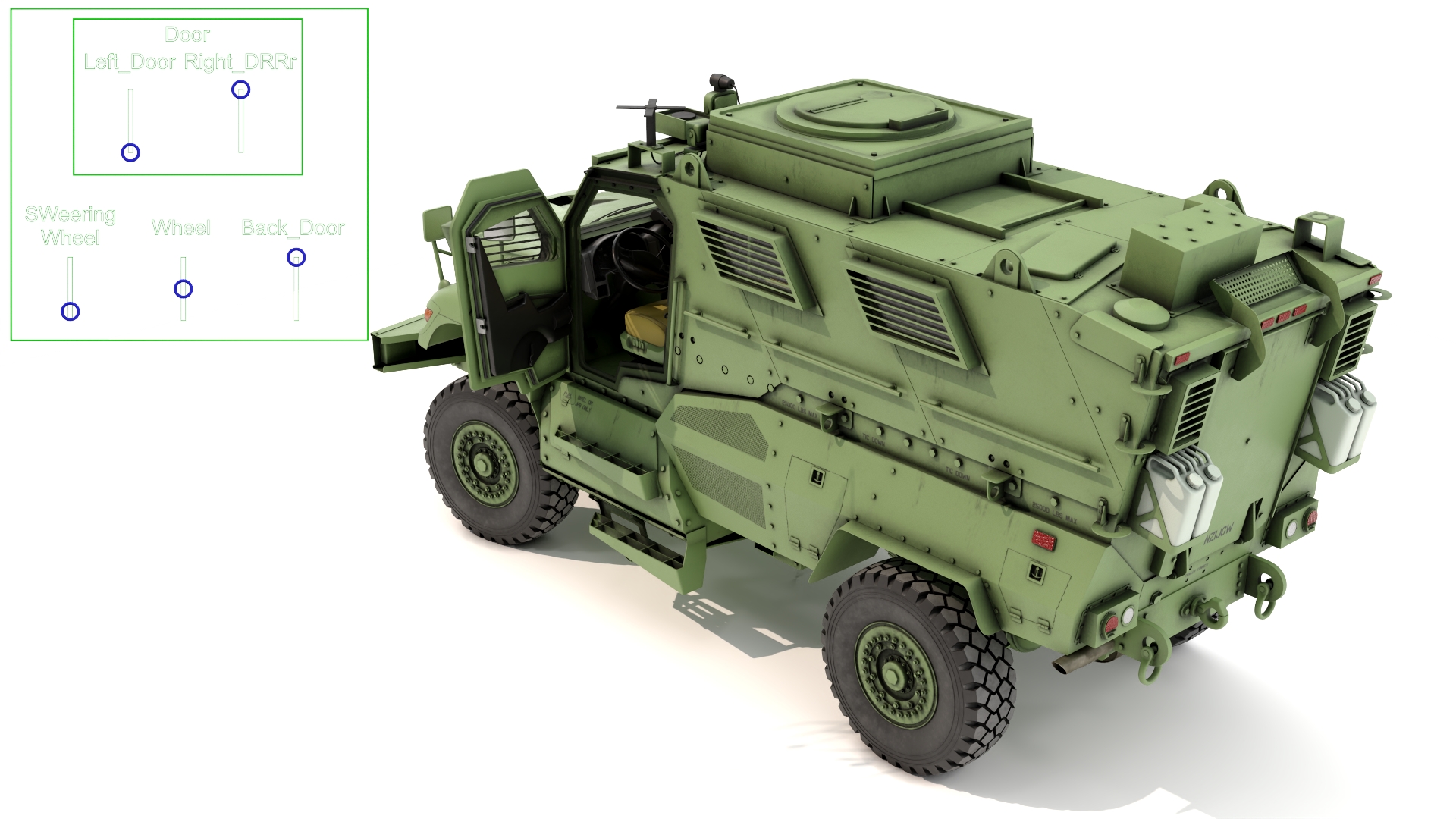 Armored Fighting Vehicle Green Rigged 3D