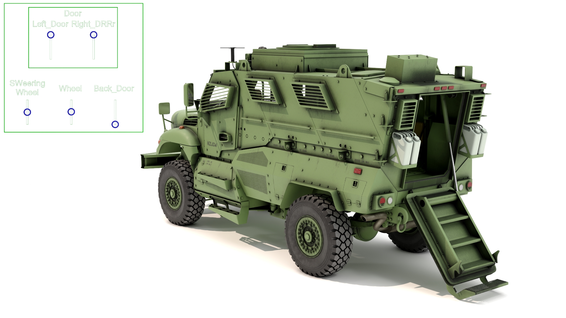 Armored Fighting Vehicle Green Rigged 3D