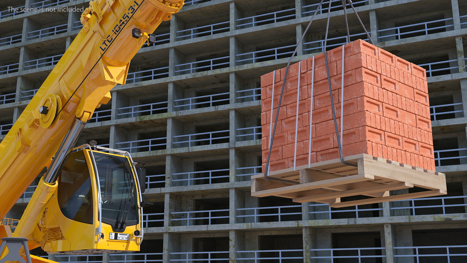 3D model Mobile Crane Liebherr with Bricks Rigged