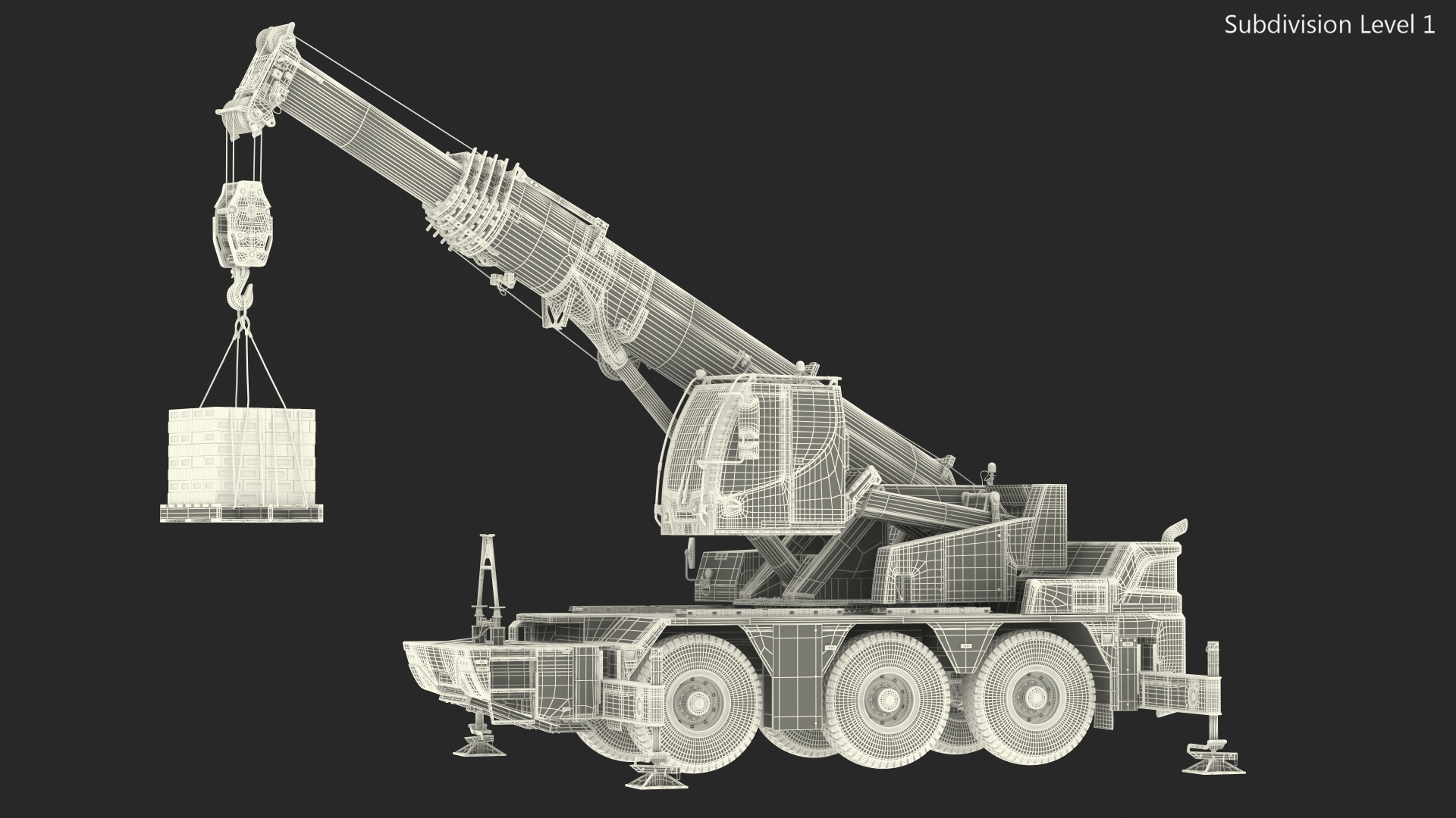 3D model Mobile Crane Liebherr with Bricks Rigged