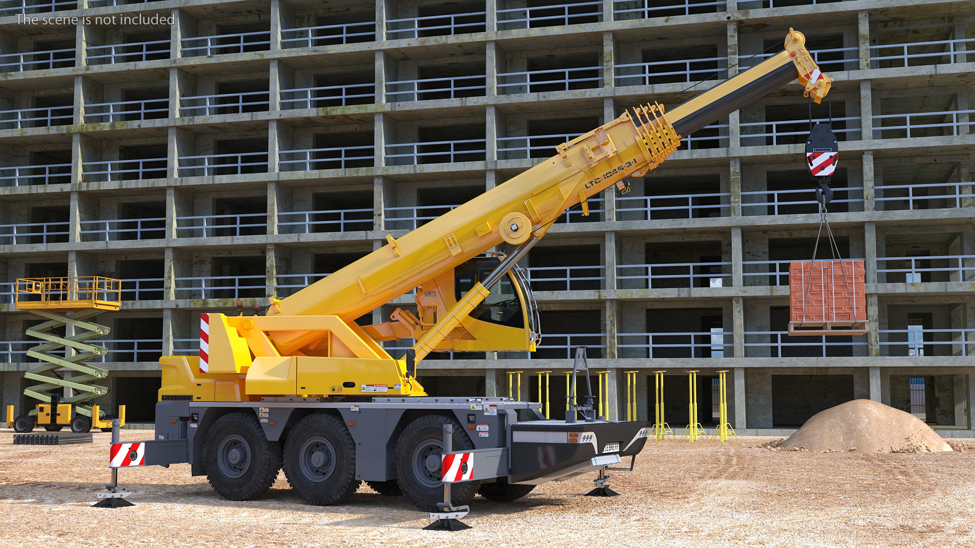 3D model Mobile Crane Liebherr with Bricks Rigged