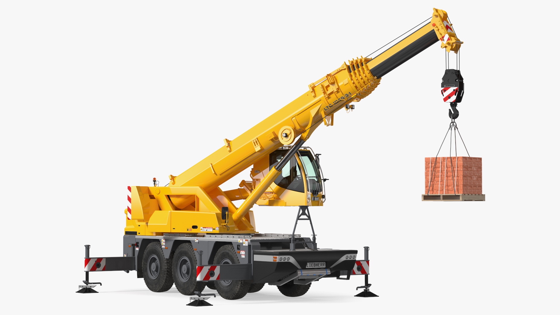 3D model Mobile Crane Liebherr with Bricks Rigged