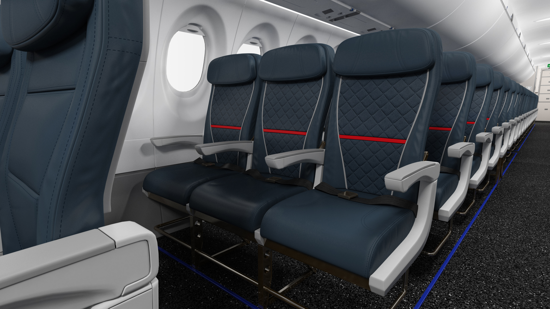 3D Airbus A220 100 Delta Detailed Interior Rigged