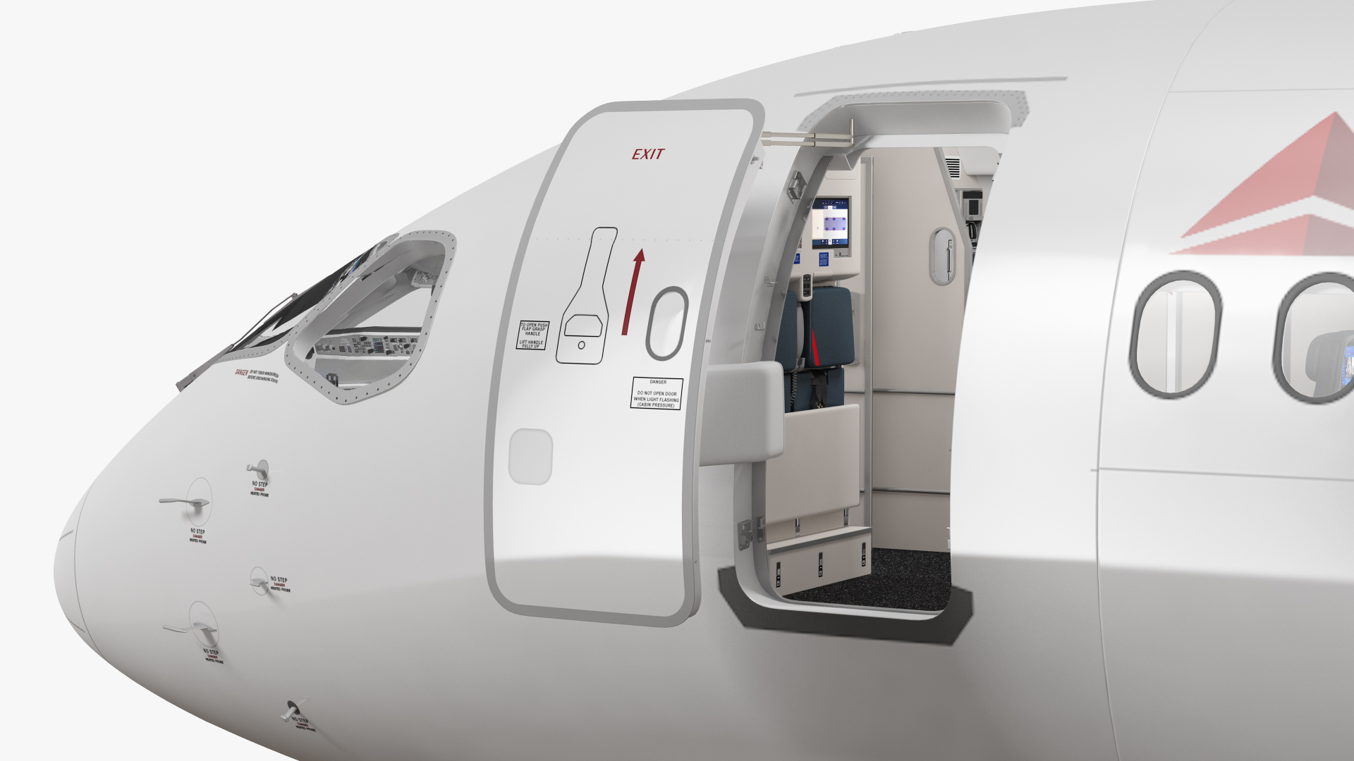 3D Airbus A220 100 Delta Detailed Interior Rigged