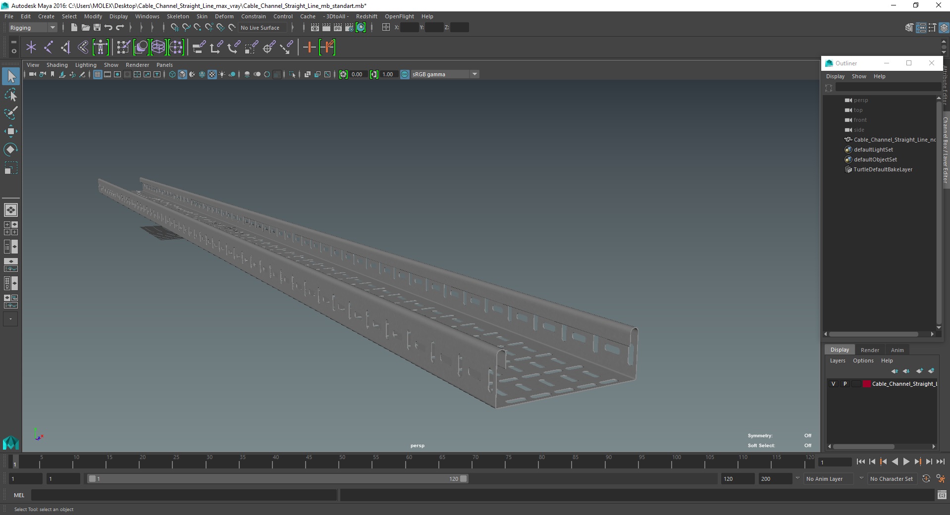 Cable Channel Straight Line 3D