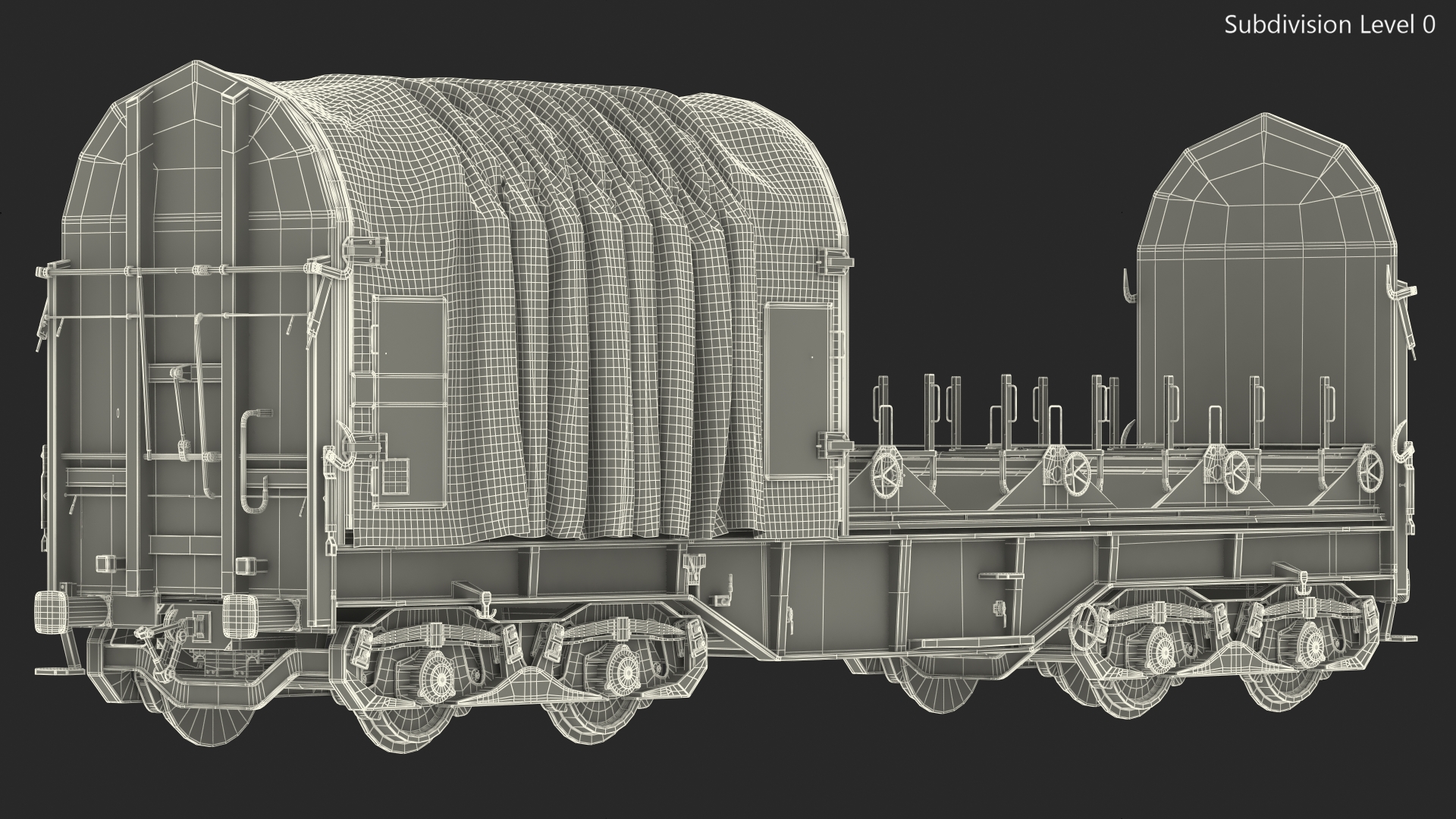 DB Cargo Coil Transporter Tarpaulin Freight Wagon Opened Dirty 3D