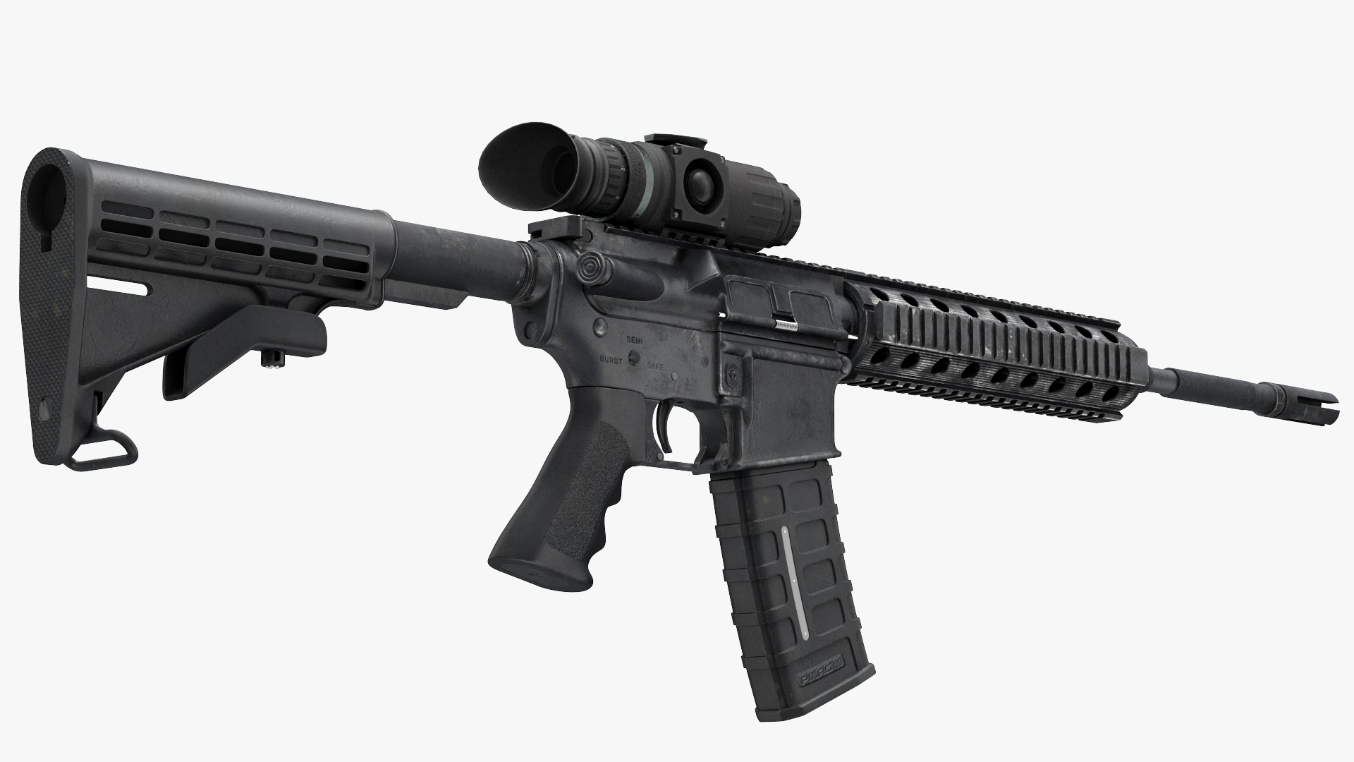 Assault Rifle with Thermal Weapon Scope 3D model