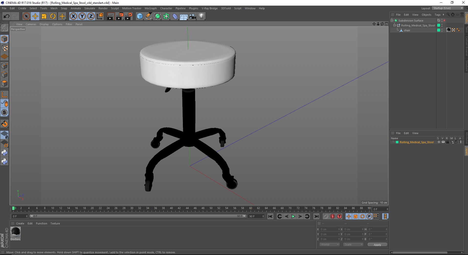 3D model Rolling Medical Spa Stool