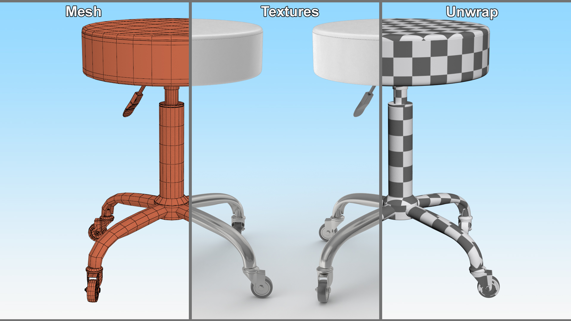 3D model Rolling Medical Spa Stool