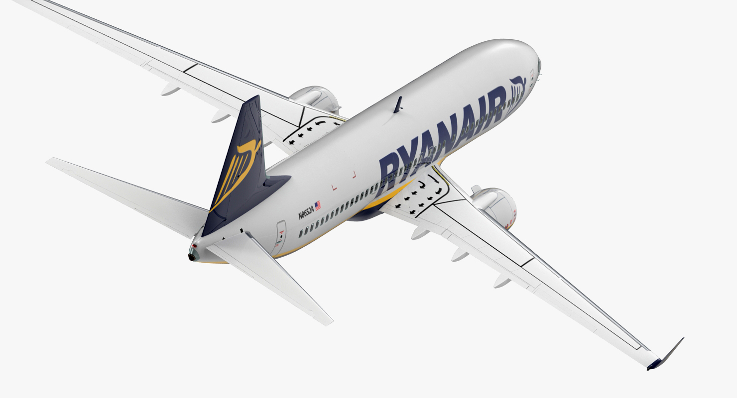 Boeing 737 800 Ryanair Rigged 3D model