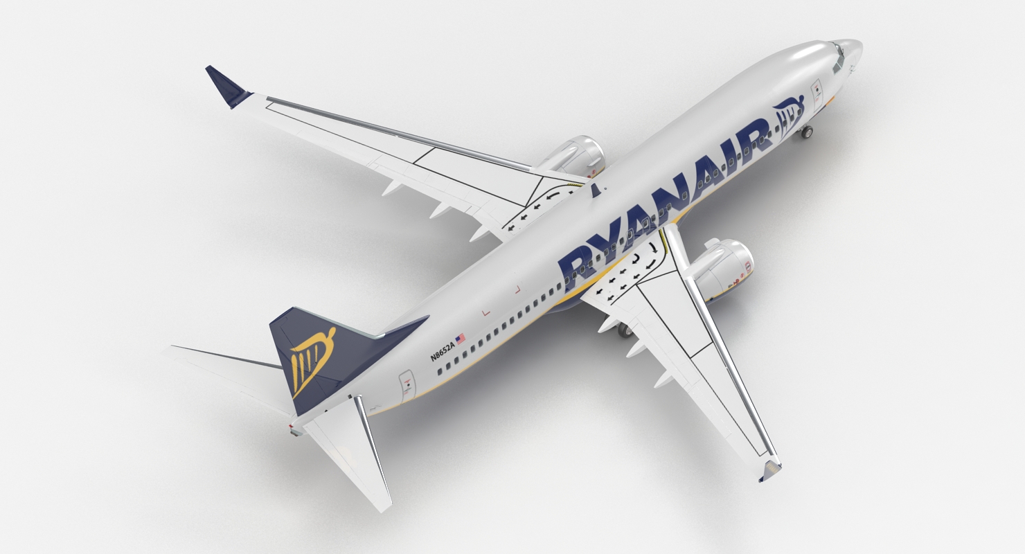 Boeing 737 800 Ryanair Rigged 3D model