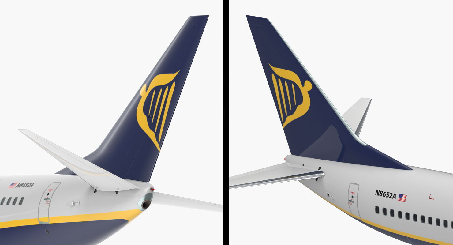 Boeing 737 800 Ryanair Rigged 3D model