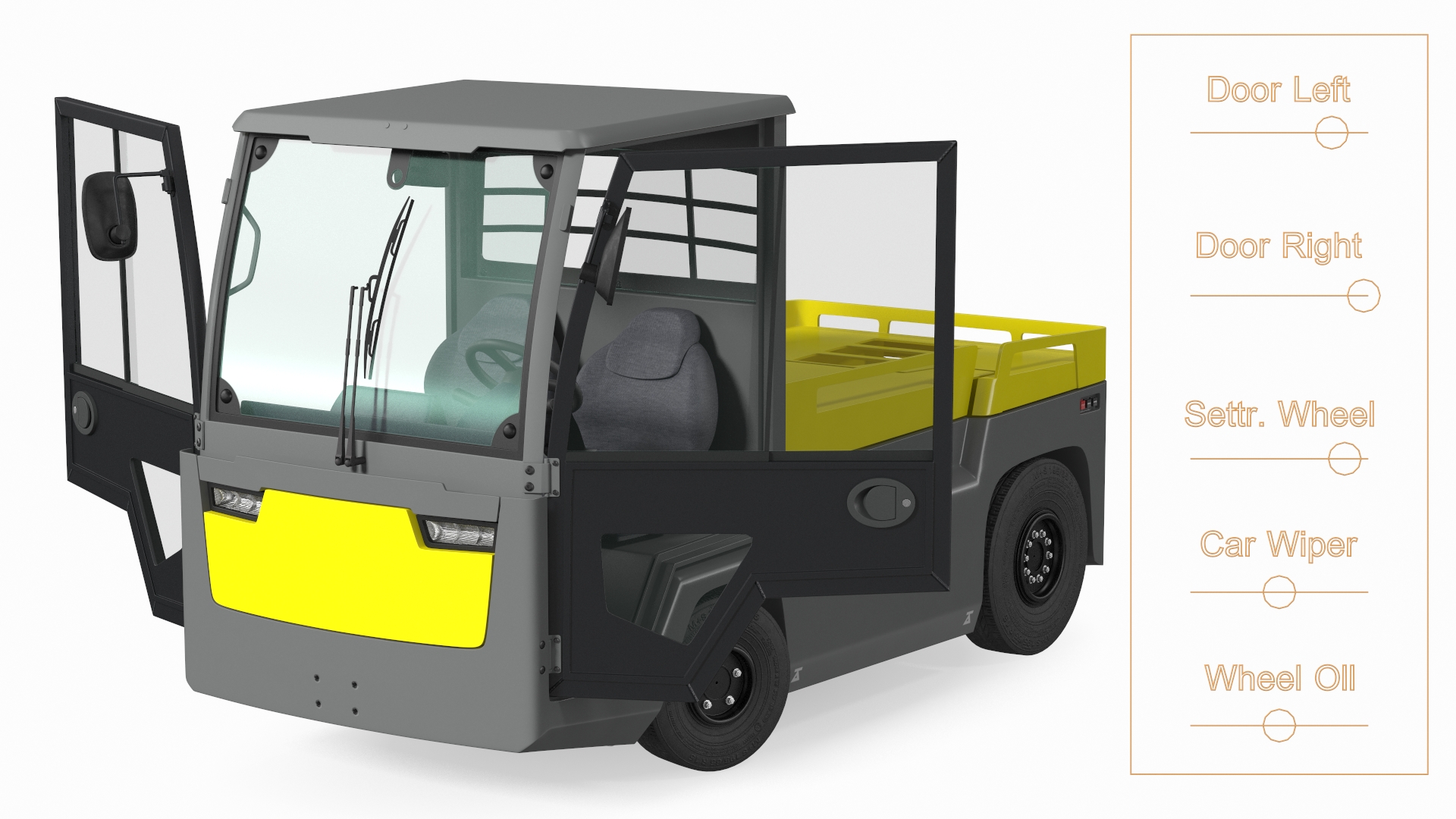 3D model Electric Tow Tractor with Driver Cabin Rigged