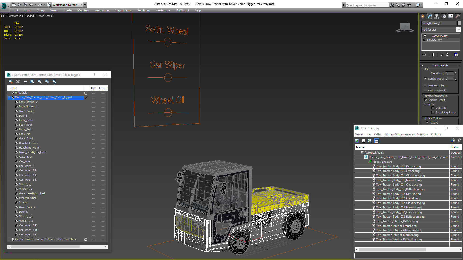 3D model Electric Tow Tractor with Driver Cabin Rigged