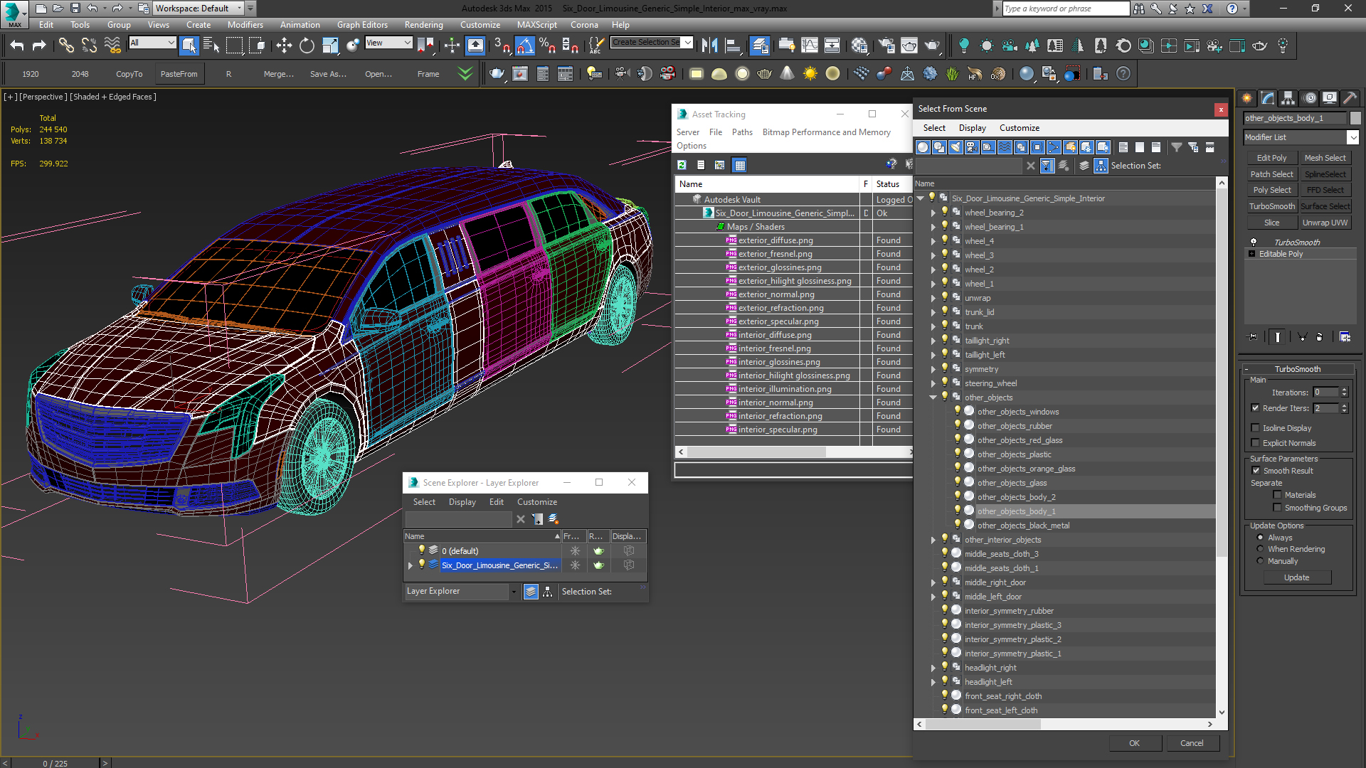 Six Door Limousine Generic Simple Interior 3D