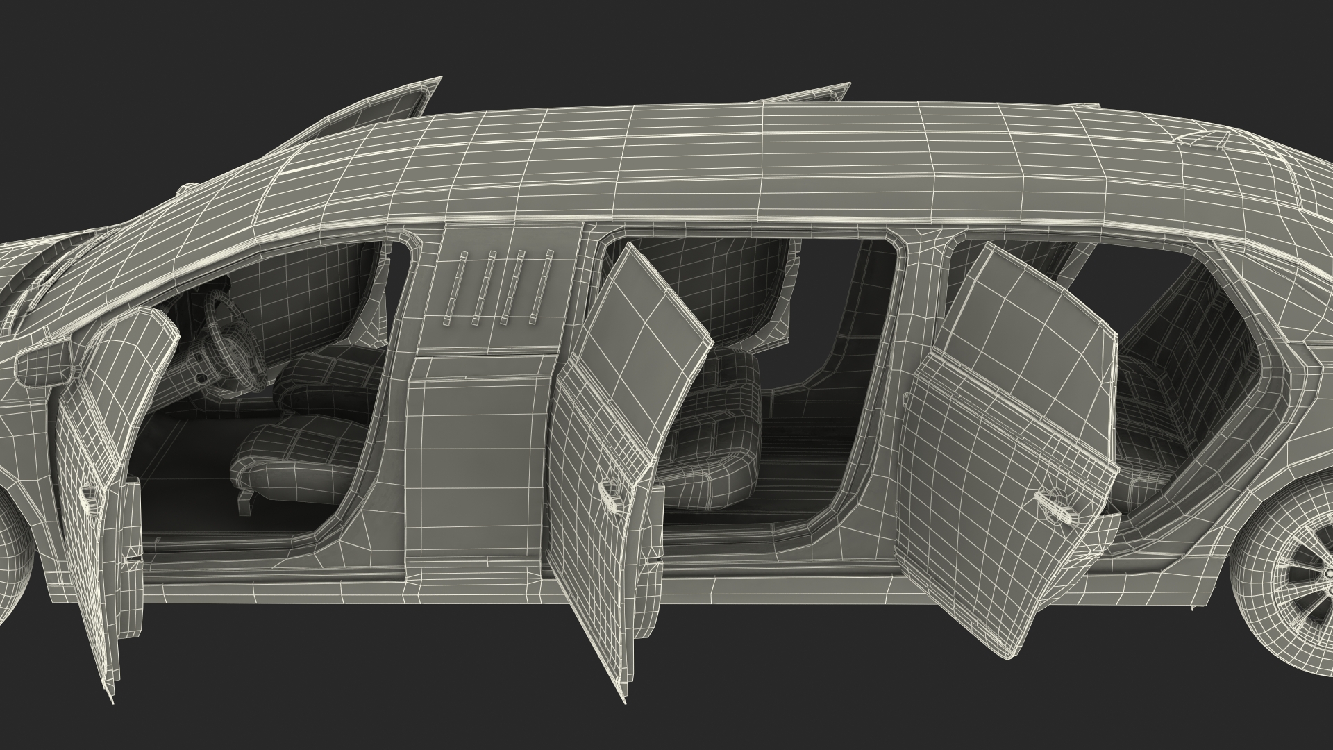 Six Door Limousine Generic Simple Interior 3D