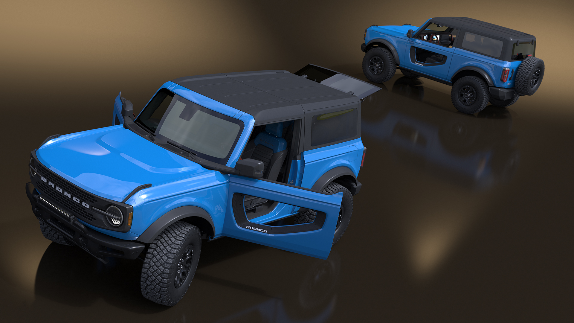 Ford Bronco Off Road SUV Antimatter Blue Rigged 3D