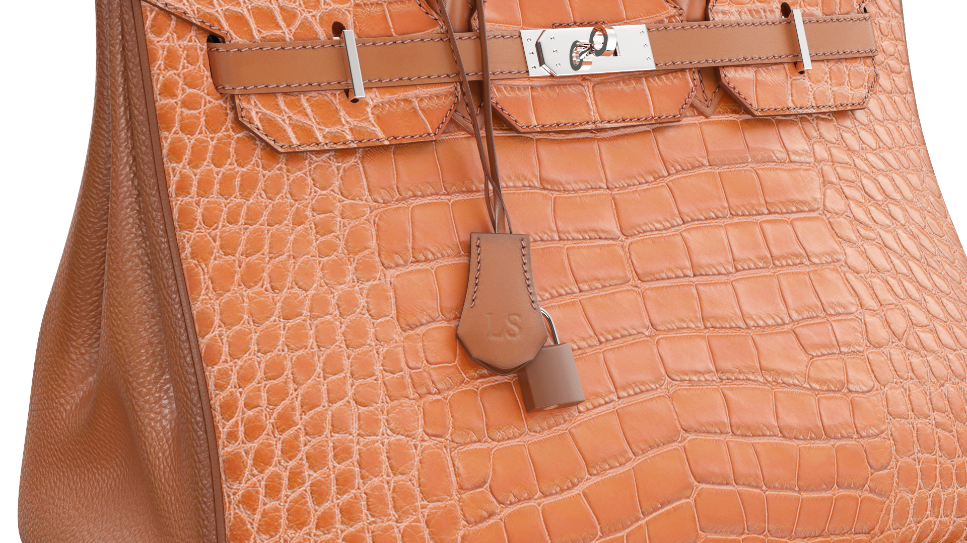 3D Womens Alligator Skin Leather Bag model