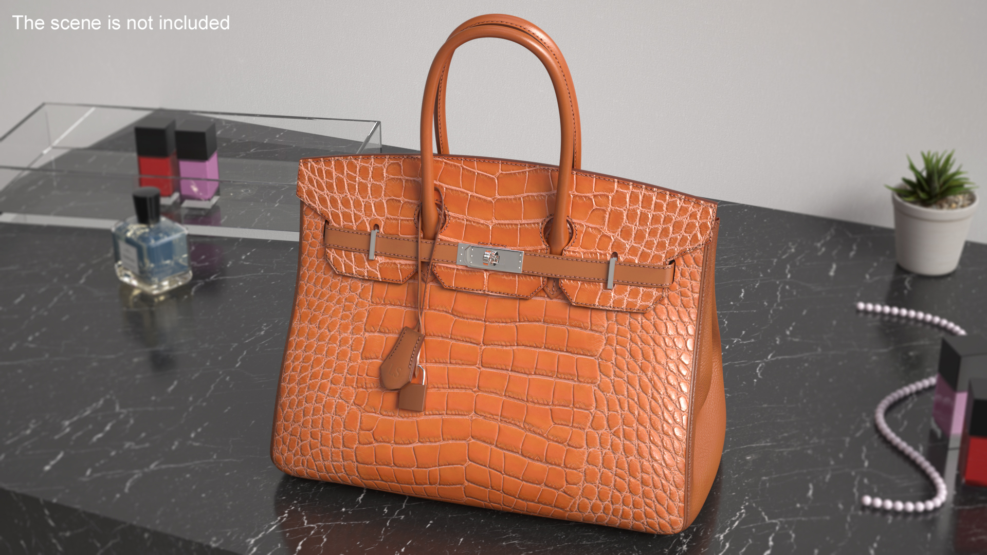 3D Womens Alligator Skin Leather Bag model