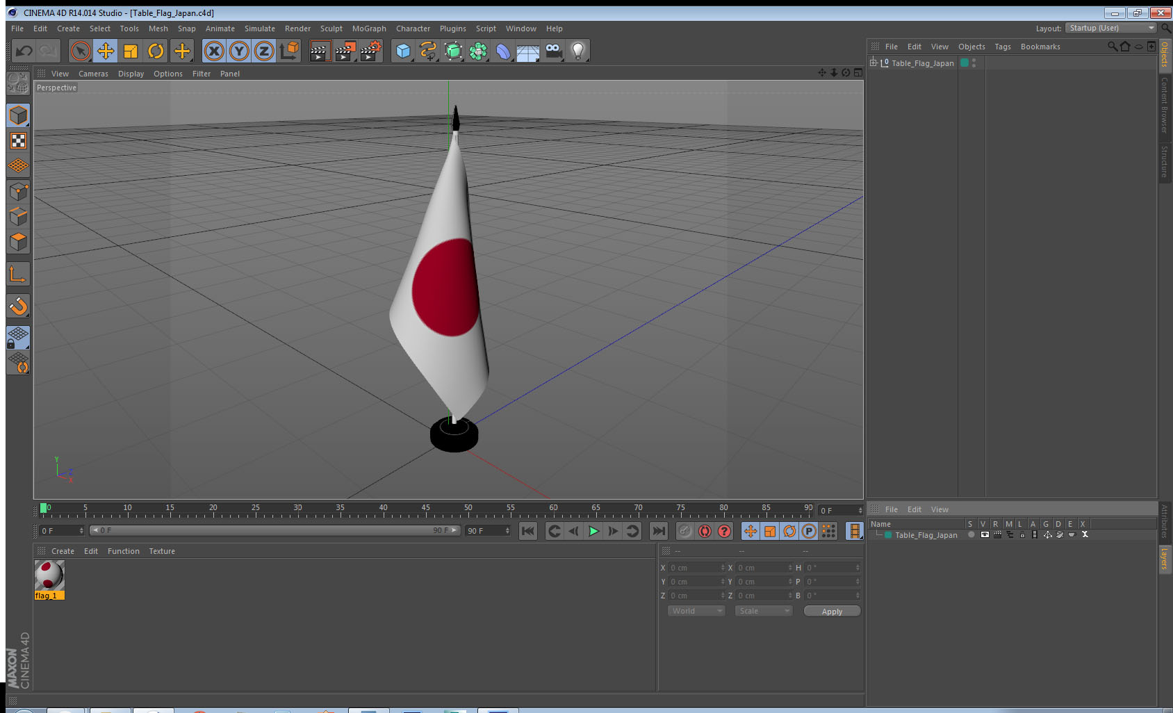 3D Table Flag Japan