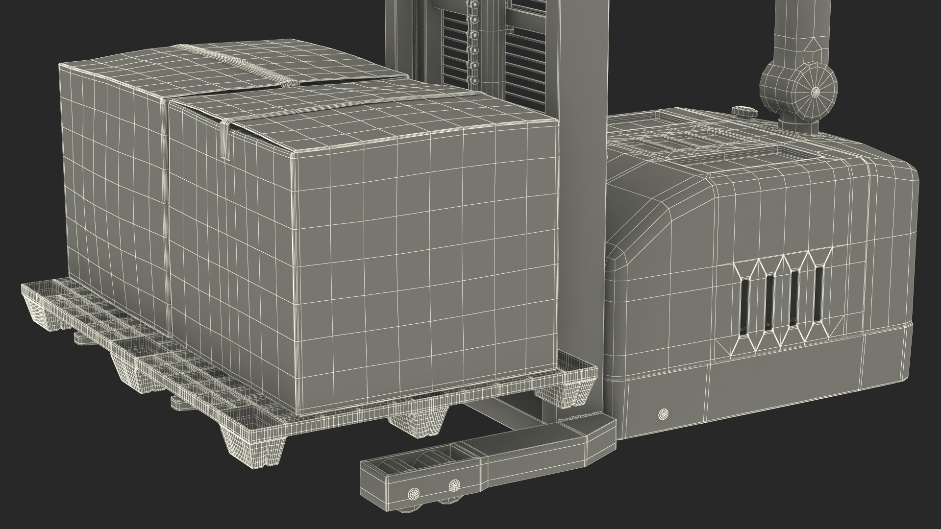 Orange Walkie Pallet Stacker with Boxes 3D model