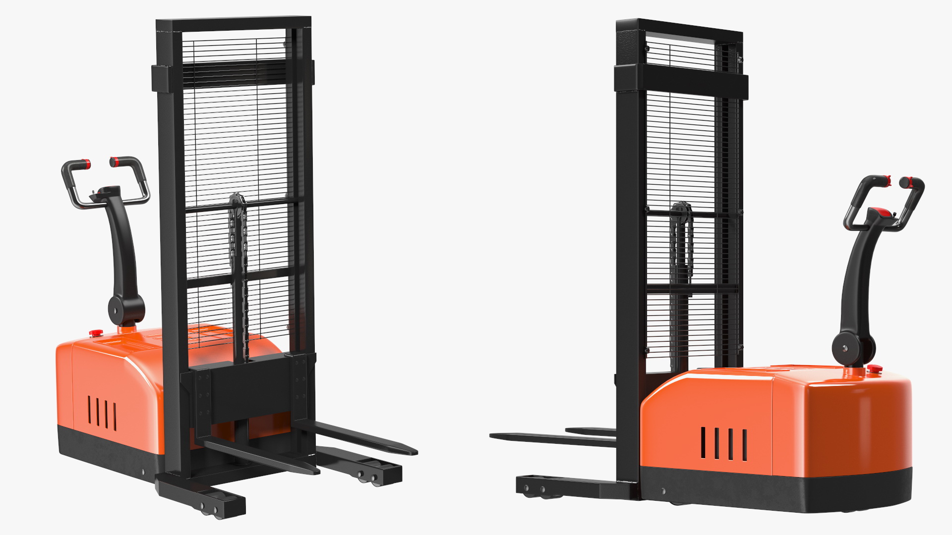 Orange Walkie Pallet Stacker with Boxes 3D model