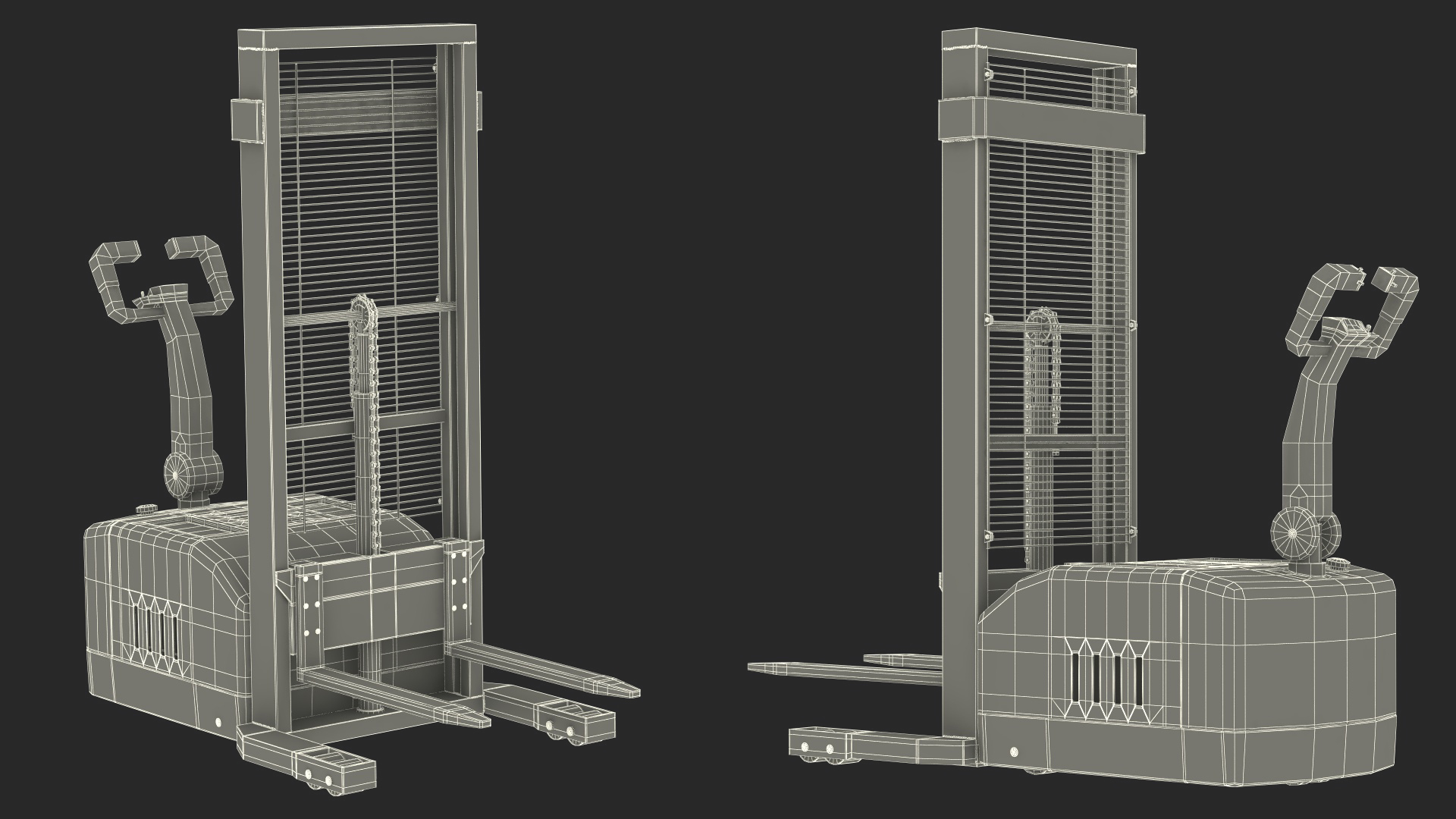 Orange Walkie Pallet Stacker with Boxes 3D model