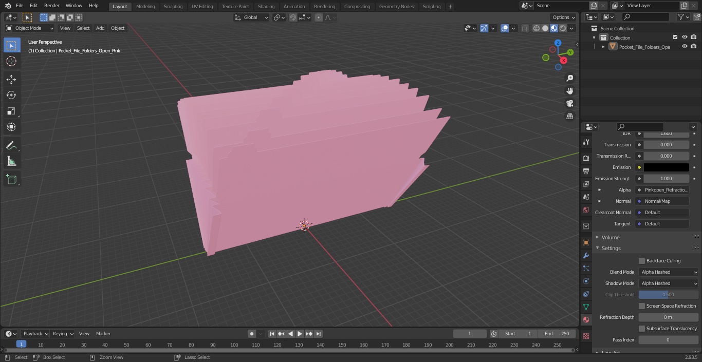 Pocket File Folders Open Pink 3D model