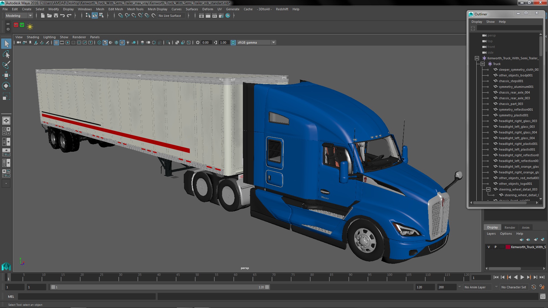 Kenworth Truck With Semi Trailer 3D