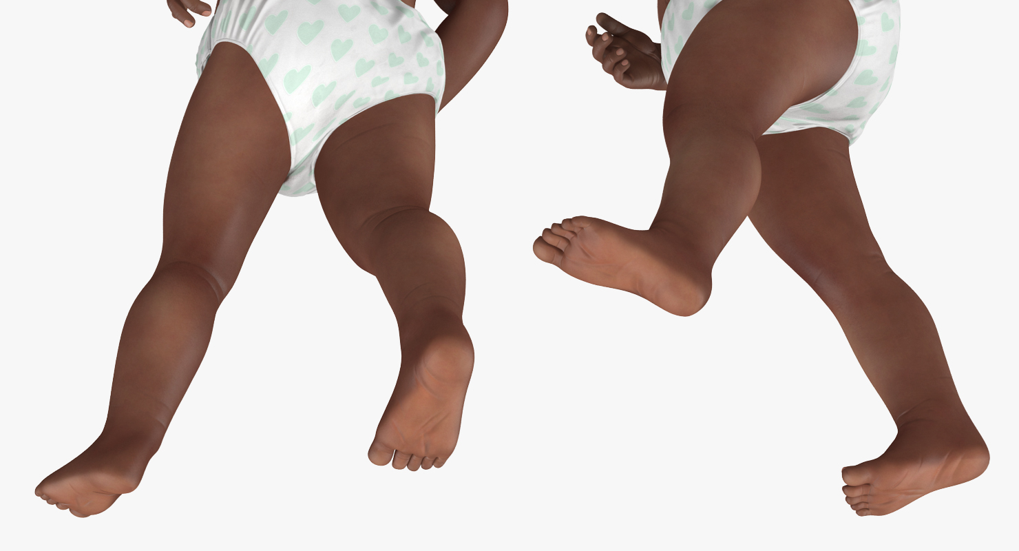 3D African American Baby Walking with Fur model